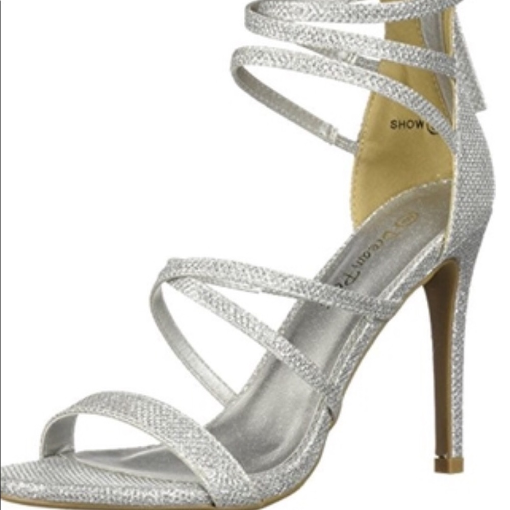 Silver Glitter Open Toe Heel